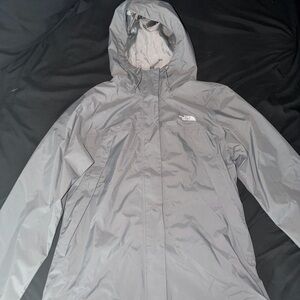 The North Face Light Gray Hooded Waterproof Jacket